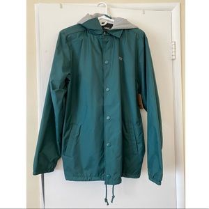 New Vans Green Snap Button Hooded Windbreaker